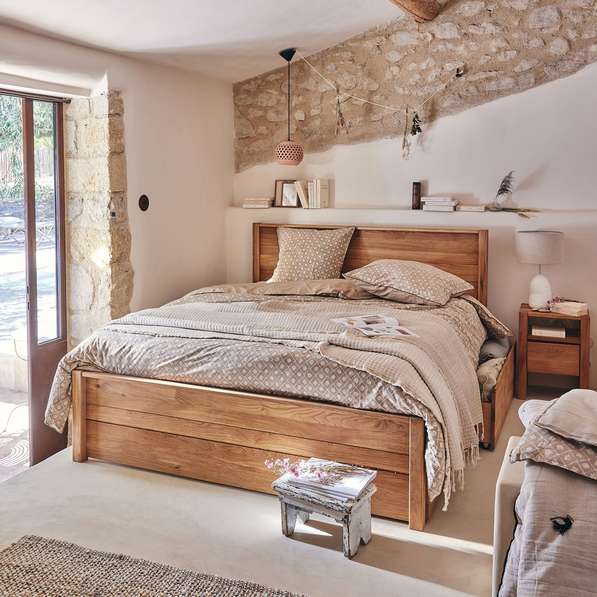 ELINA - Édredon en lin et coton 100x180cm piquage pompons double faces - jaune alep