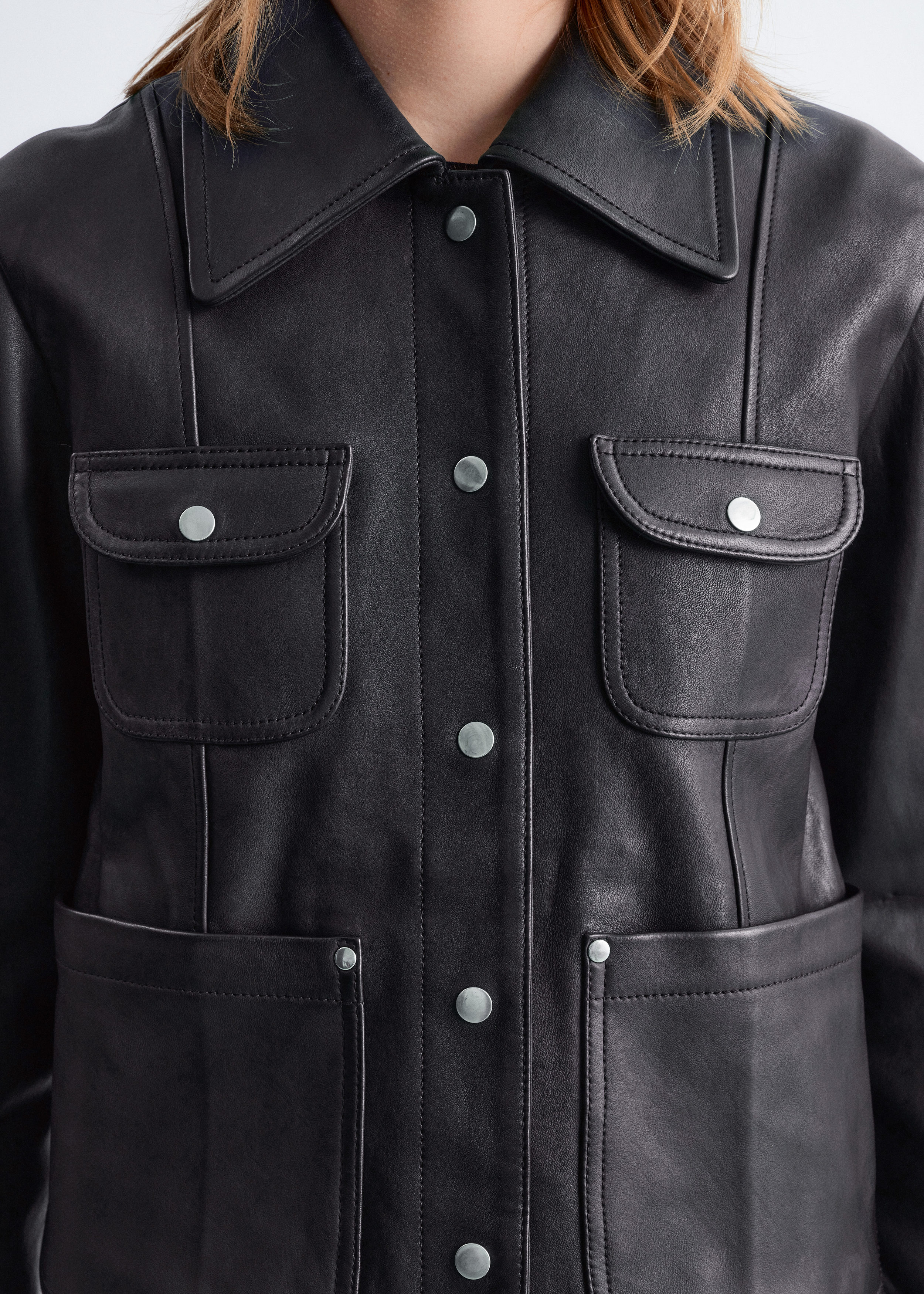 & Other Stories PATCH-POCKET LEATHER JACKET