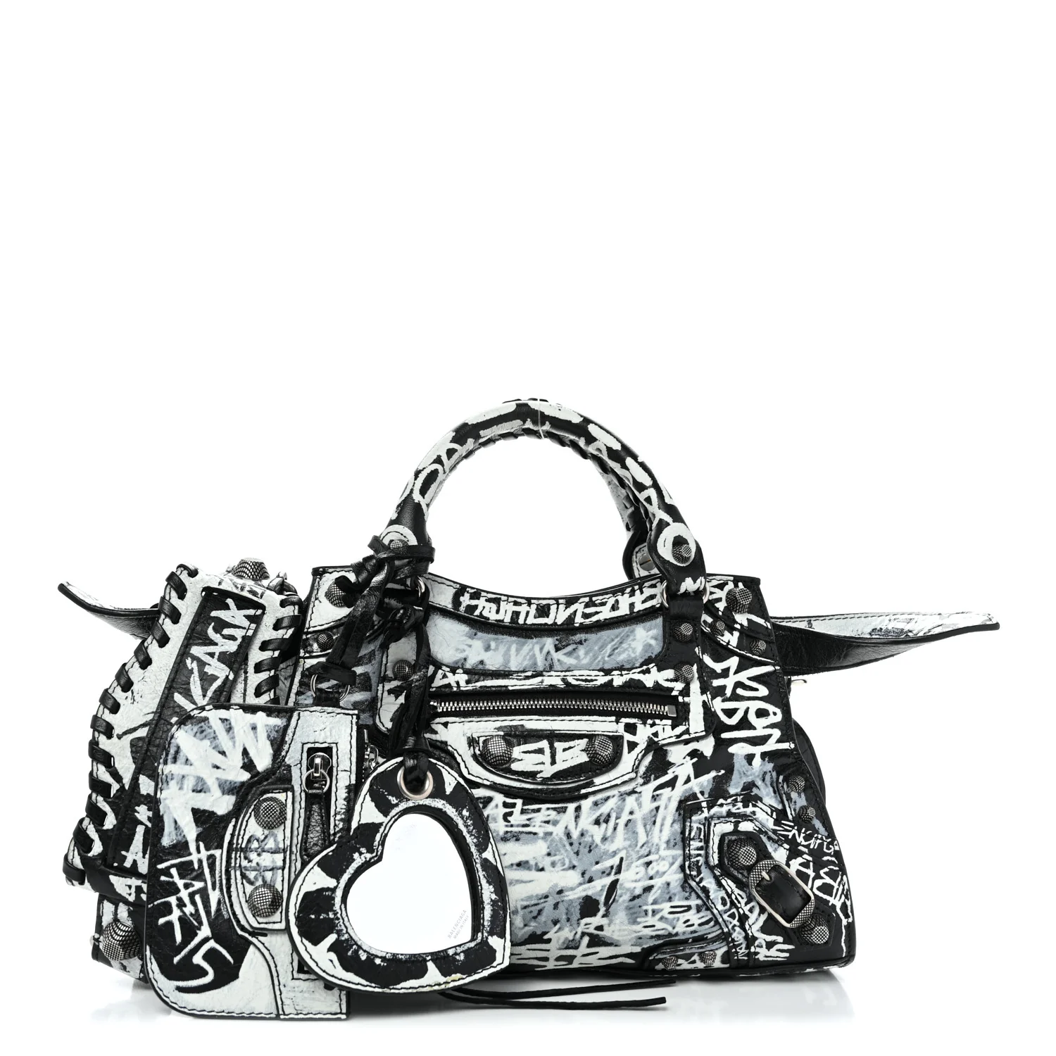 Agneau Arena Graffiti Neo Cagole Handbag XS Black White - Top Club