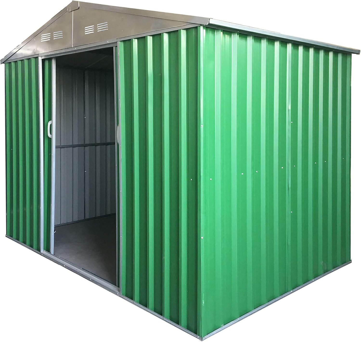 Casetta Garage da Giardino Porta Utensili Box in LAMIERA ZINCATA 0,27 mm Verniciata di Verde con Porte scorrevoli (M L187 x P173 x H194)
