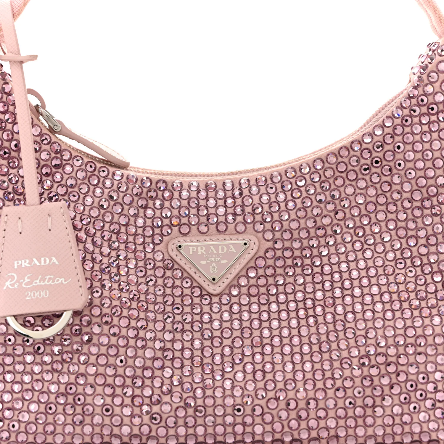 Satin Crystal Mini Re-Edition 2000 Bag Alabastro - Top Club