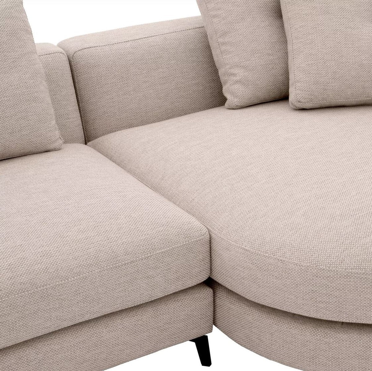 Luxury corner sofa right side sand color / black 310 x 150 x H. 65 cm - living room sofa with cushions - living room furniture - living room furnishings - luxury furniture - luxury furnishings