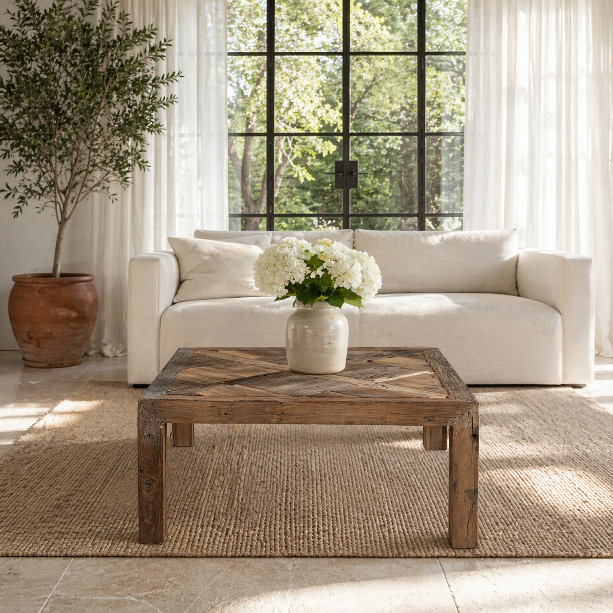 Mira - Salontafel van Gerecycled Hout 100cm