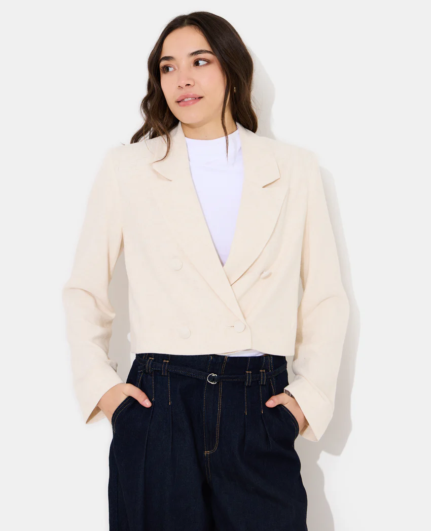 Pimkie Veste blazer courte avec lin