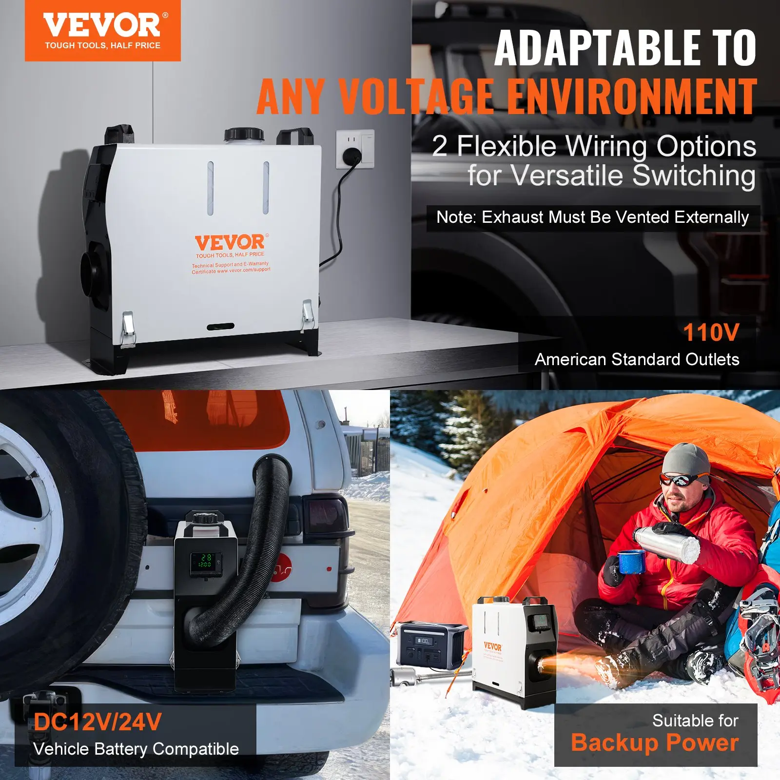 【Summerfinds】VEVOR Diesel Air Heater 2kw/5kw/8kw With or without an adapter, Portable Parking Heater Fast Heating Low Noise Diesel Heater for Truck RV Trailer Camper Van Boat and Indoor Use