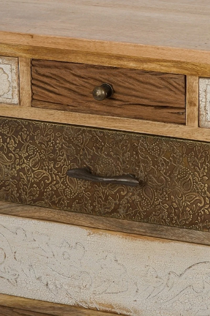 Country house style chest of drawers with 7 drawers natural color / multicolored 70 x 30 x H. 80 cm - country house style furniture