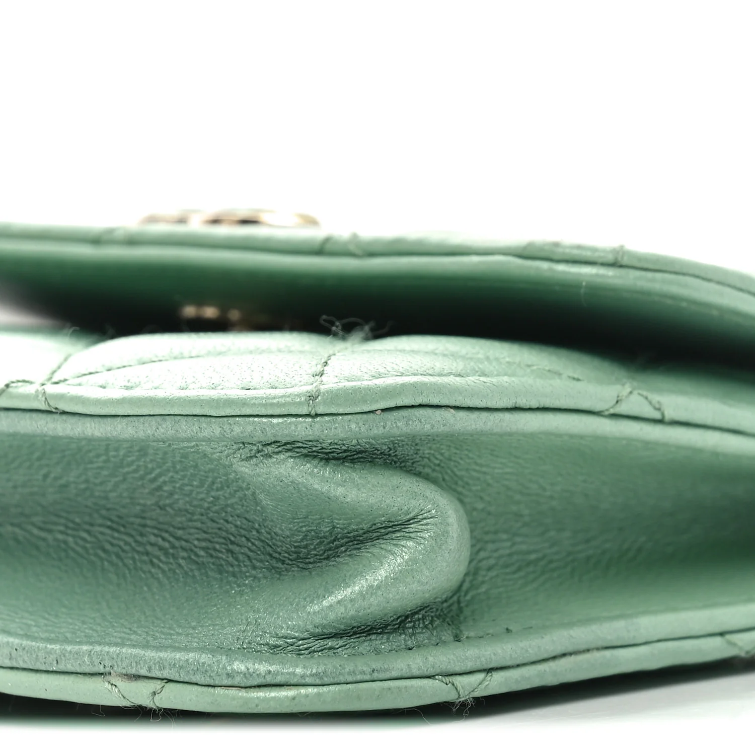 Lambskin Resin Quilted Mini Heart Flap Light Green - Top Club