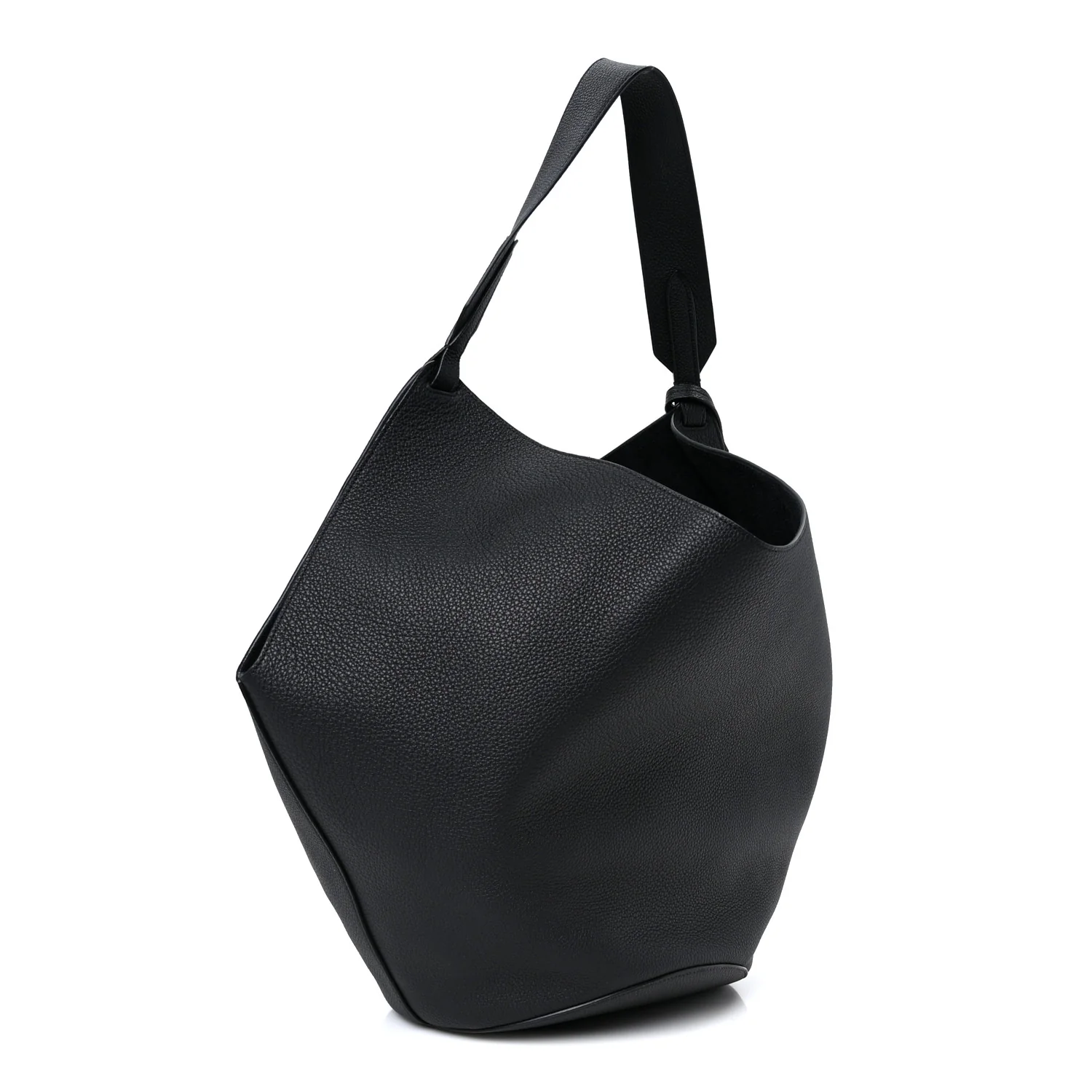 Pebbled Sport Calfskin Medium Lotus Tote Black - Top Club