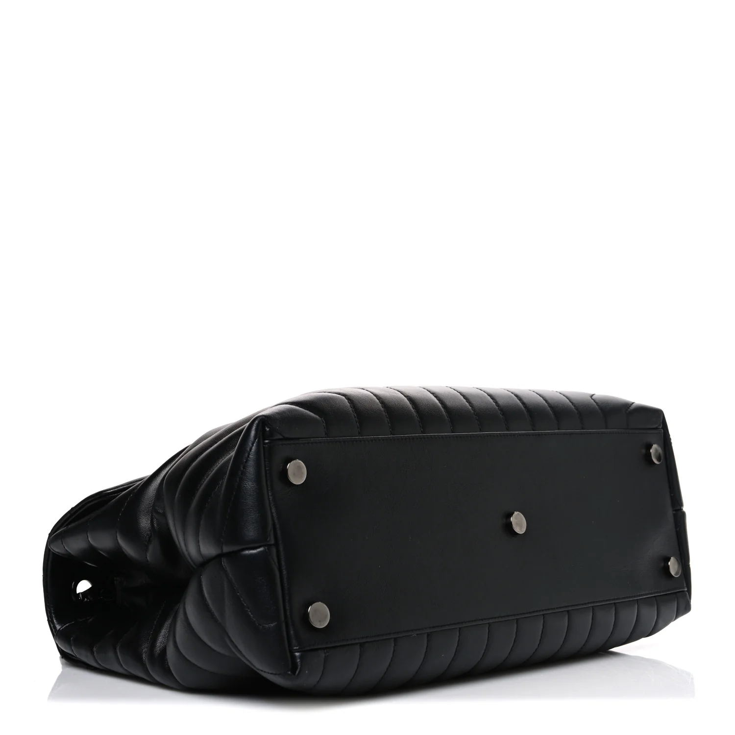 Calfskin Y Quilted Monogram Monochrome Large Loulou Chain Satchel Black - Top Club