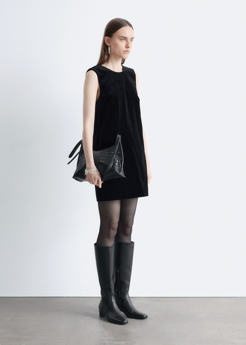 & Other Stories OPEN BACK VELVET MINI DRESS