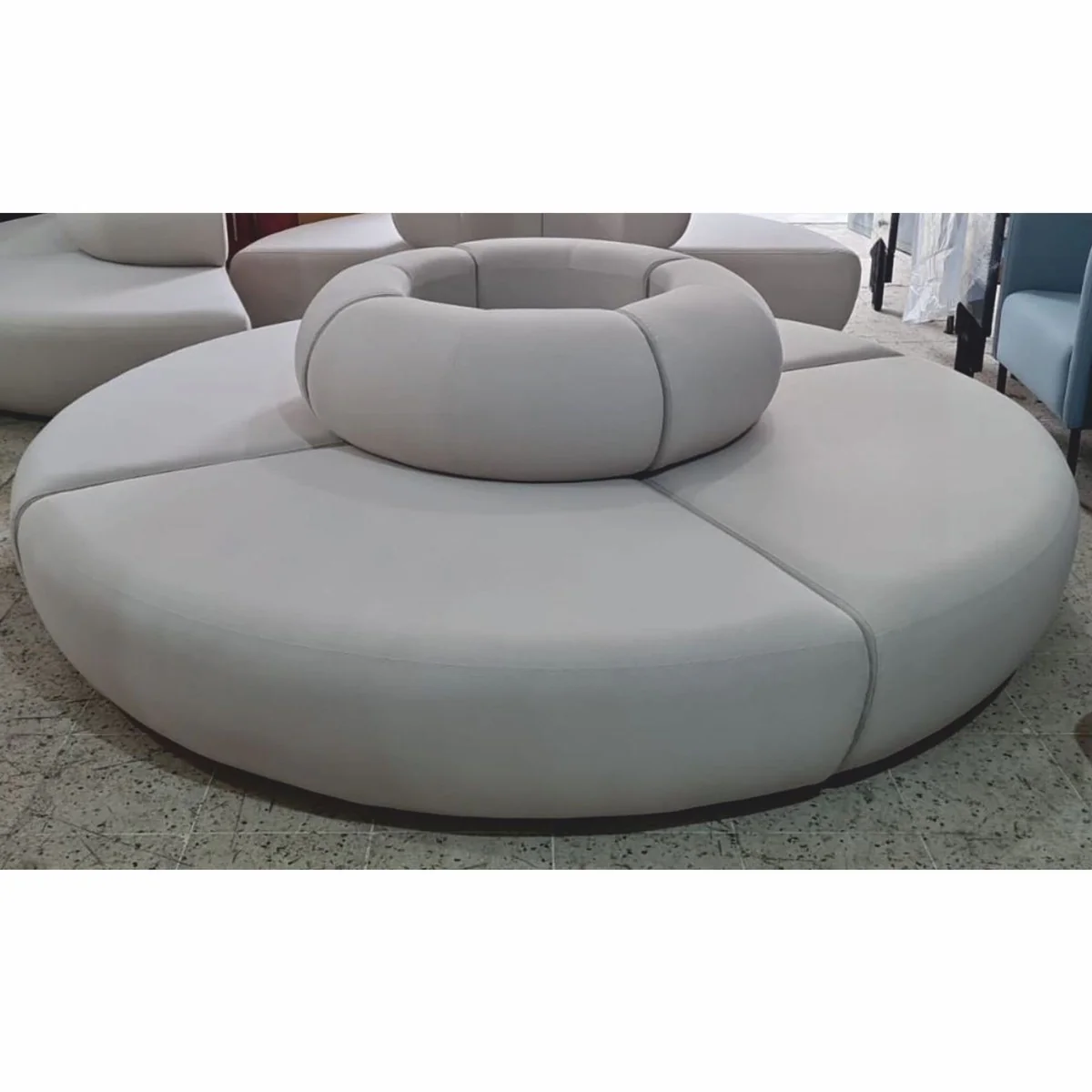 Luxury sofa gray Ø 240 x H. 72 cm - Round modular velvet sofa