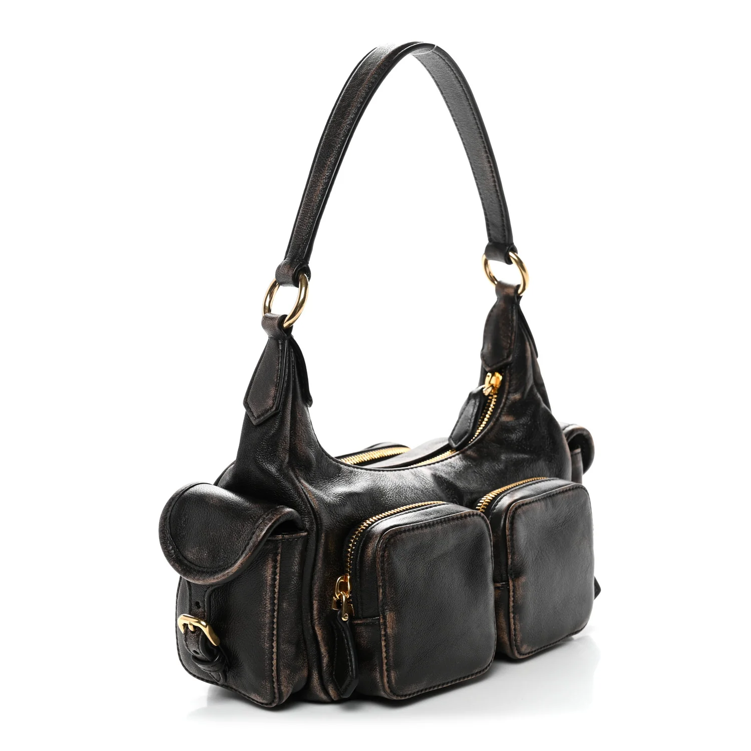 Distressed Nappa Pocket Bag Sand Coffee - Top Club