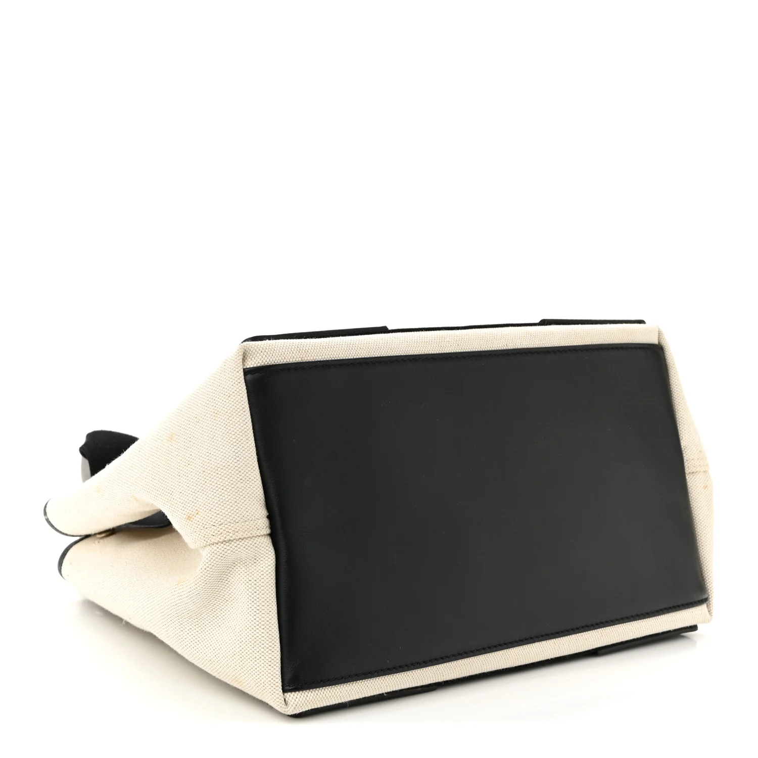 Cotton Canvas Satin Calfskin S Navy Cabas Natural Black - Top Club