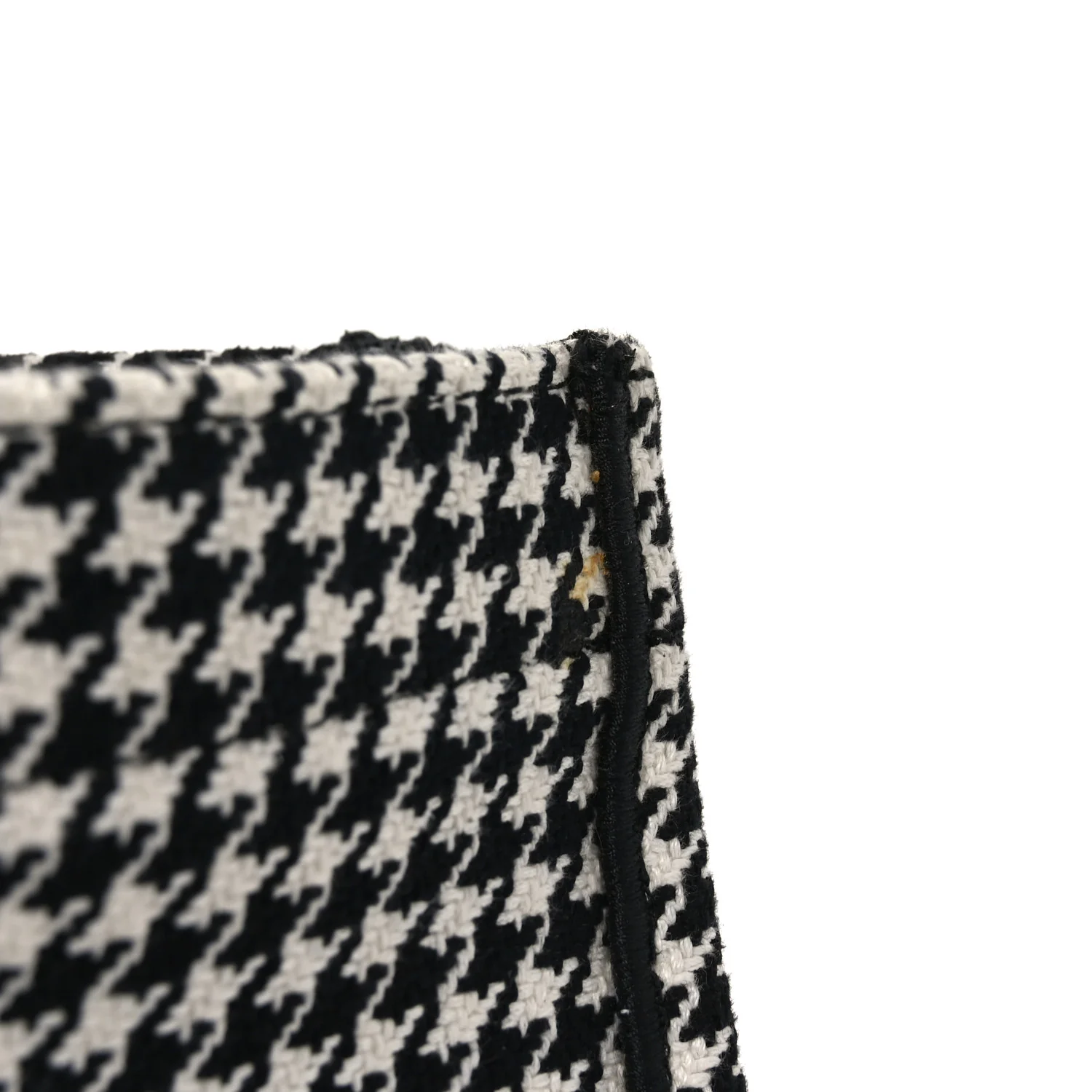 Canvas Houndstooth Embroidered Book Tote Black White - Top Club