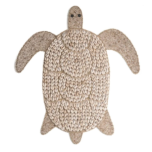Wandornament Schildpad naturel schelpen/kraaltjes 50cm