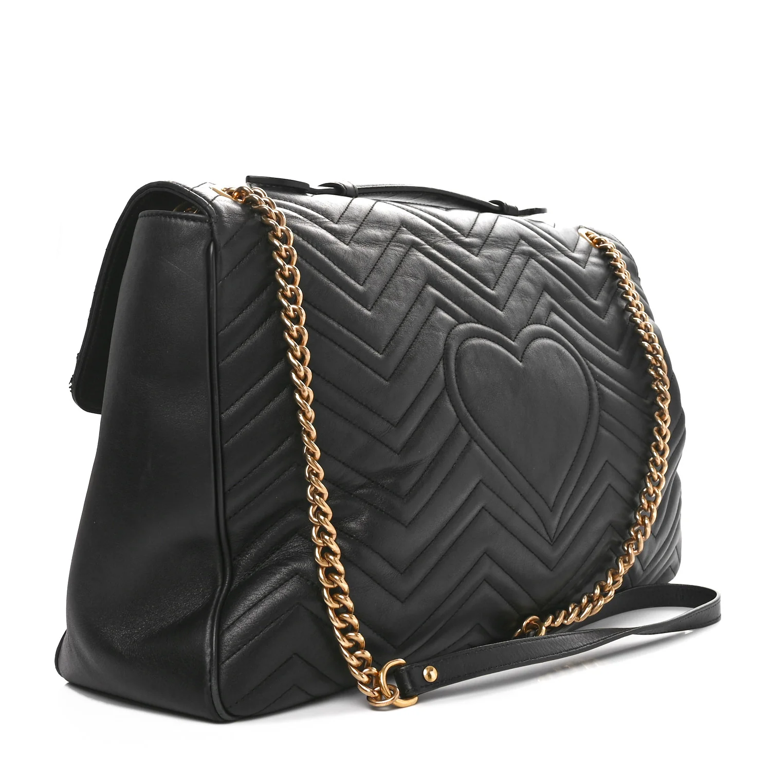 Calfskin Matelasse Maxi GG Marmont Top Handle Shoulder Bag Black - Top Club