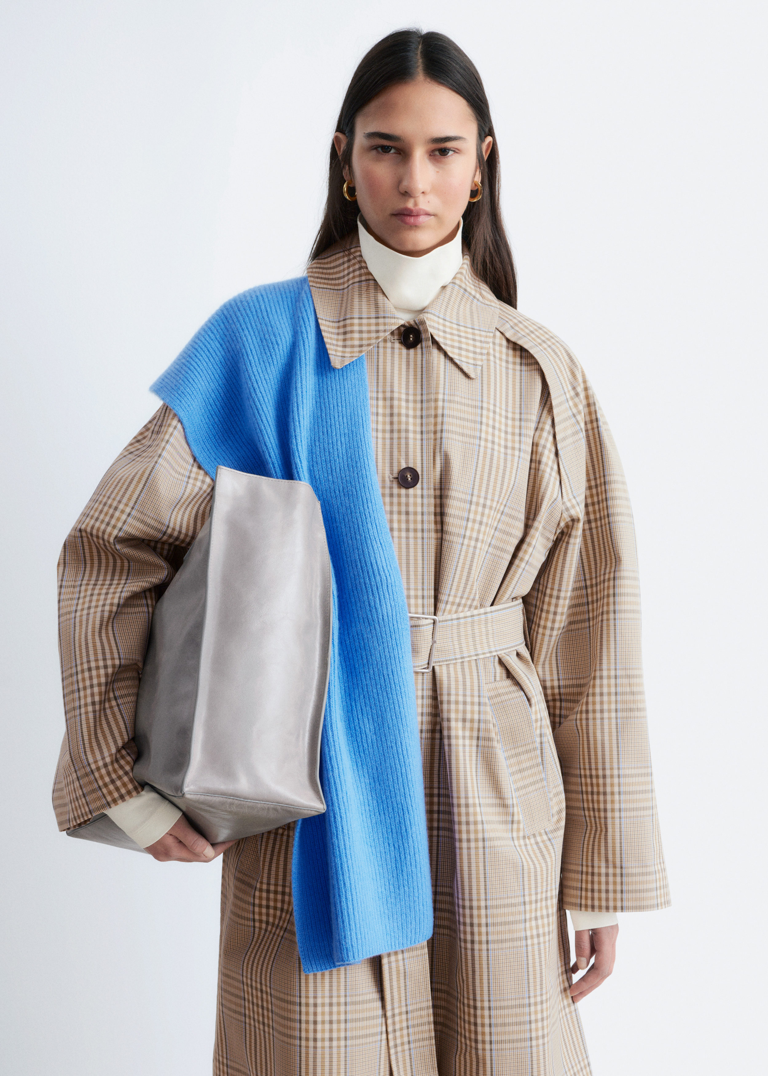 & Other Stories CHECKED BUCKLE-BELT TRENCH COAT