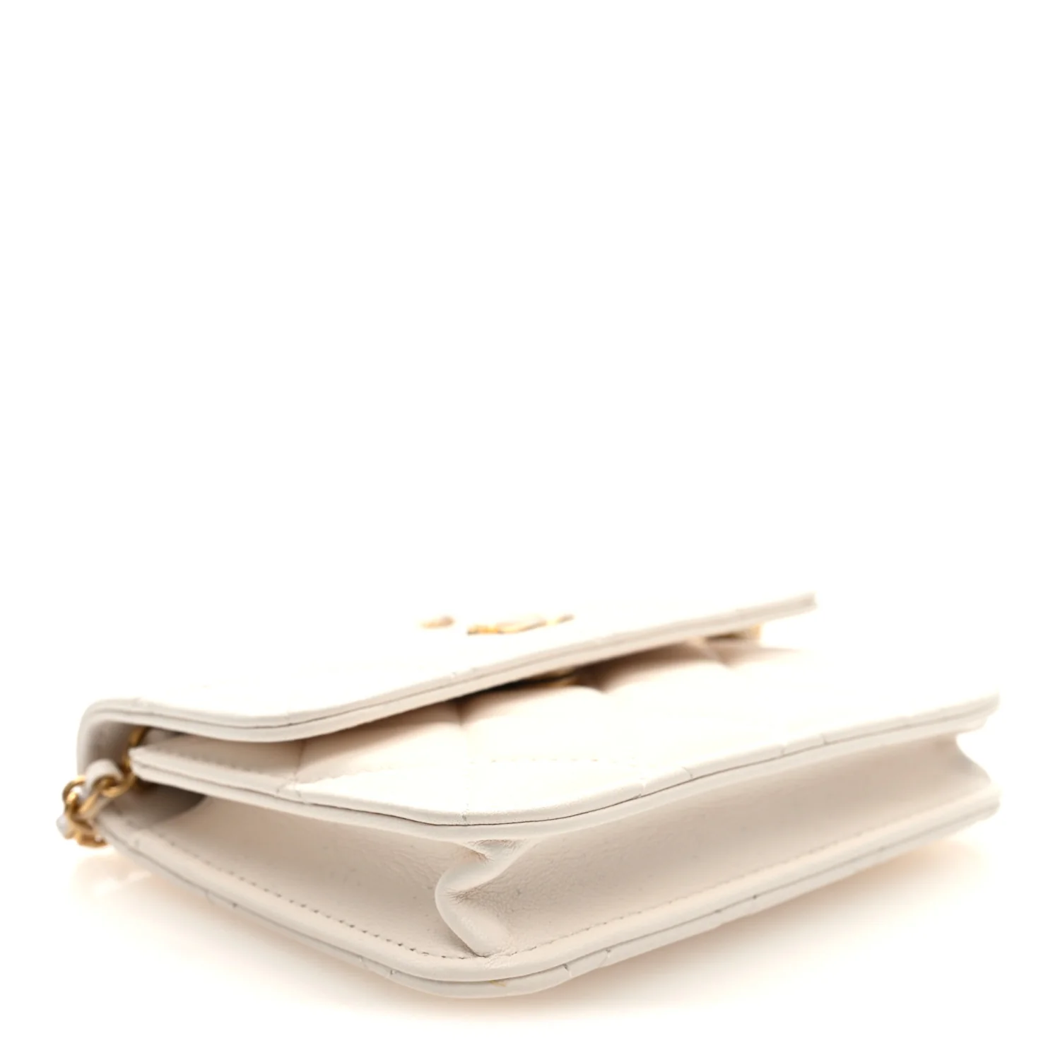 Lambskin Quilted Pearl Crush Clutch With Chain White - Top Club