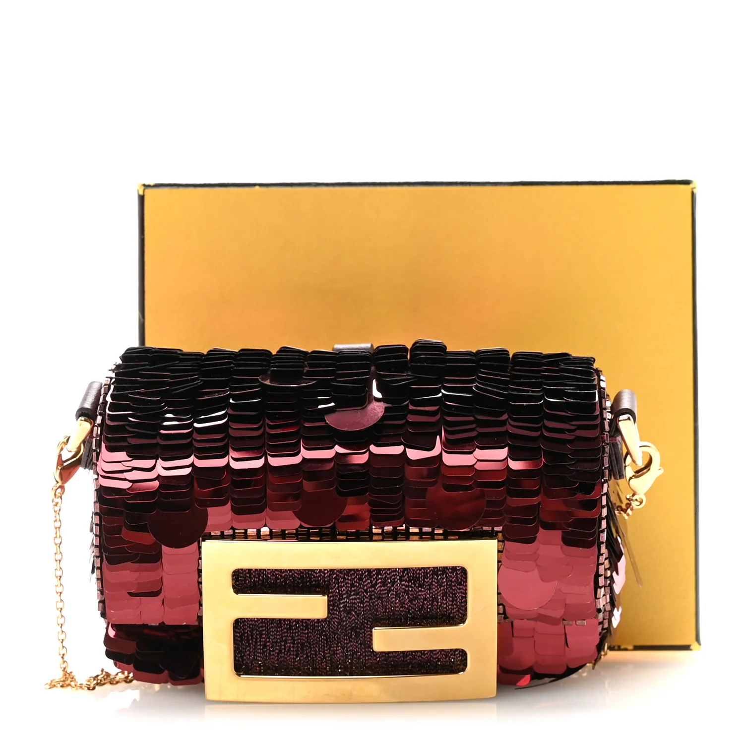 Sequin Paillettes Shiny Nappa Sex and the City Nano Maxi Buckle Baguette Charm Granata - Top Club