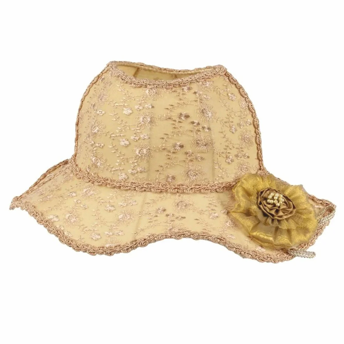 Baroque lampshade in women's hat shape beige / gold 47 cm