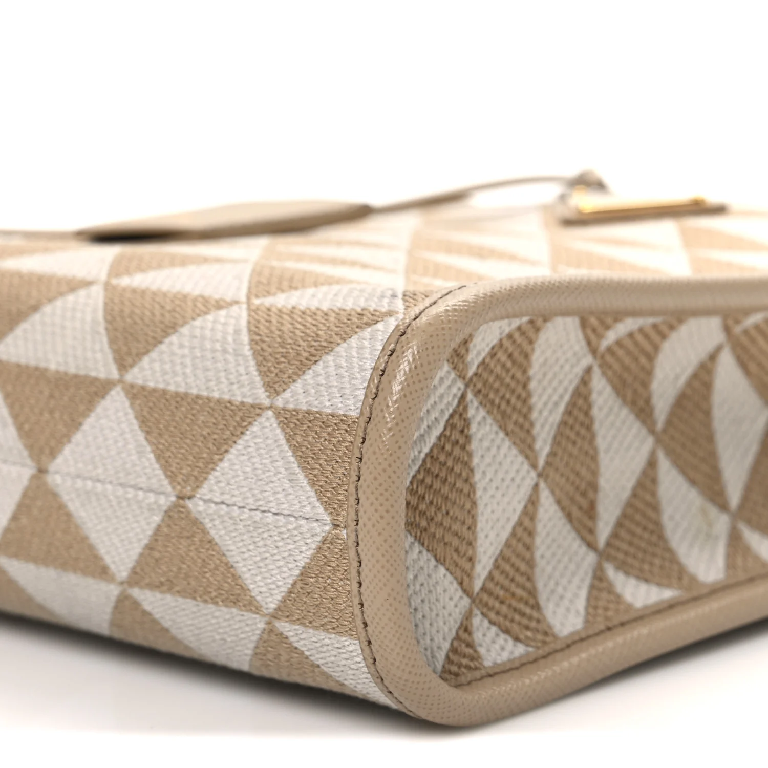 Jacquard Saffiano Triangolo Symbole Embroidered Micro Tote Corda Talco - Top Club