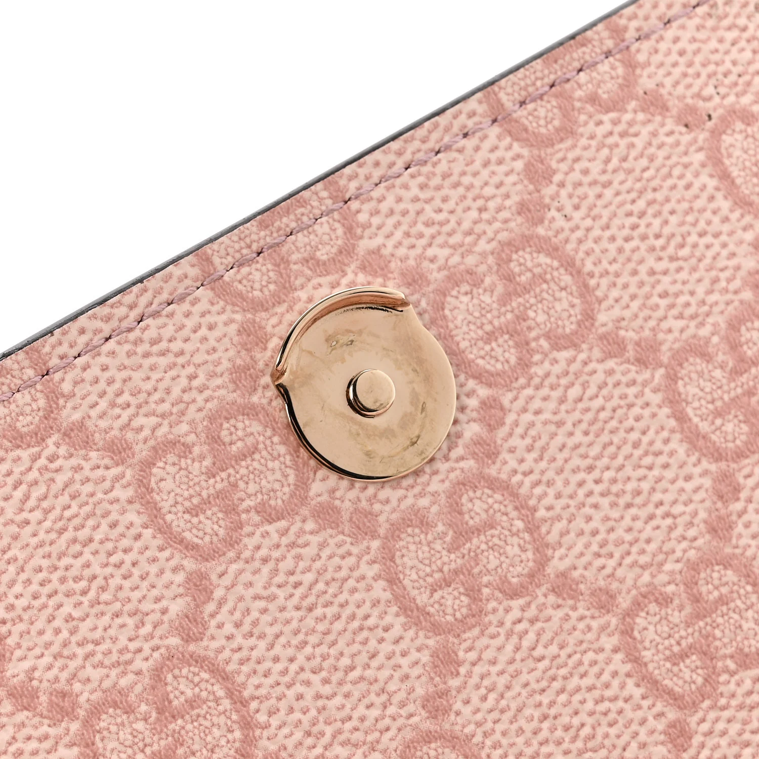 GG Supreme Monogram Textured Calfskin Emblem Wallet On Chain Pink - Top Club
