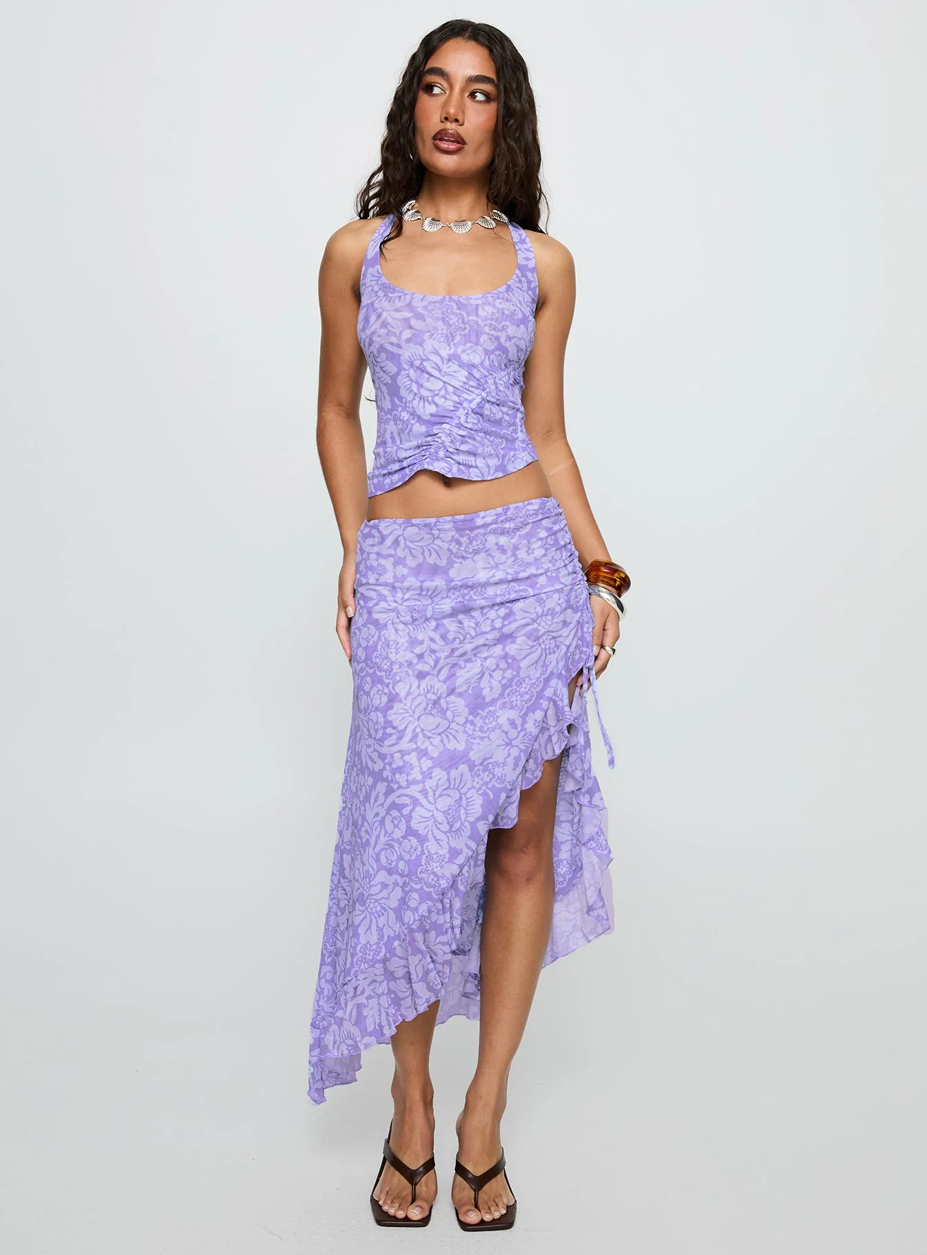 Rains And Pours Mesh Set Purple Floral