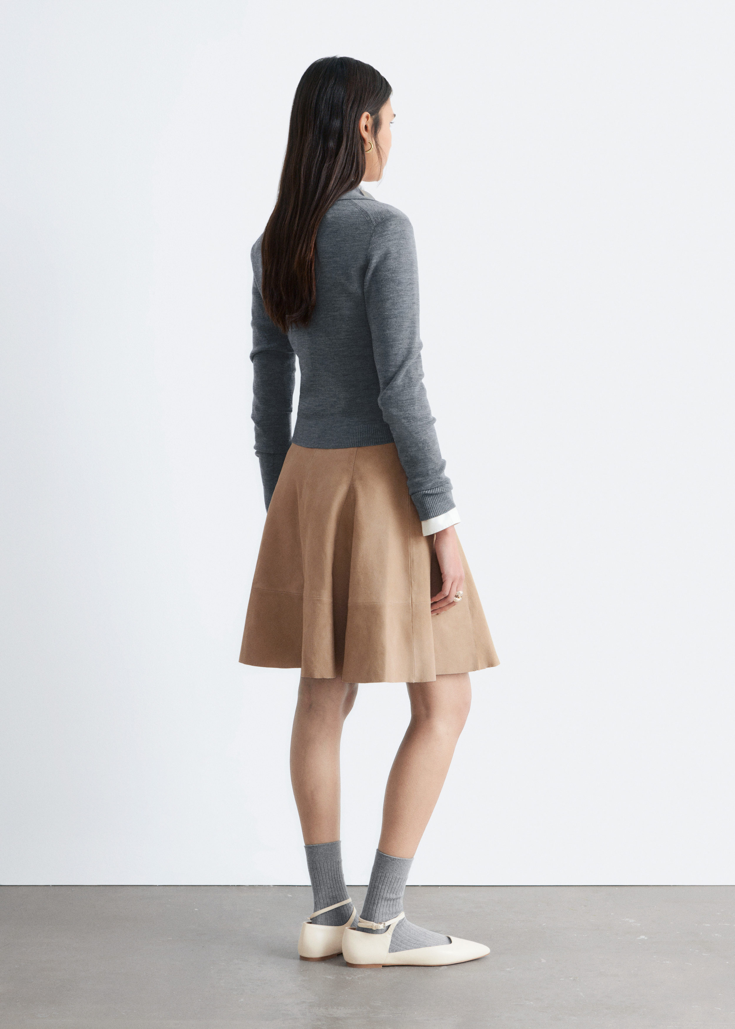 & Other Stories KNEE-LENGTH A-LINE SUEDE SKIRT