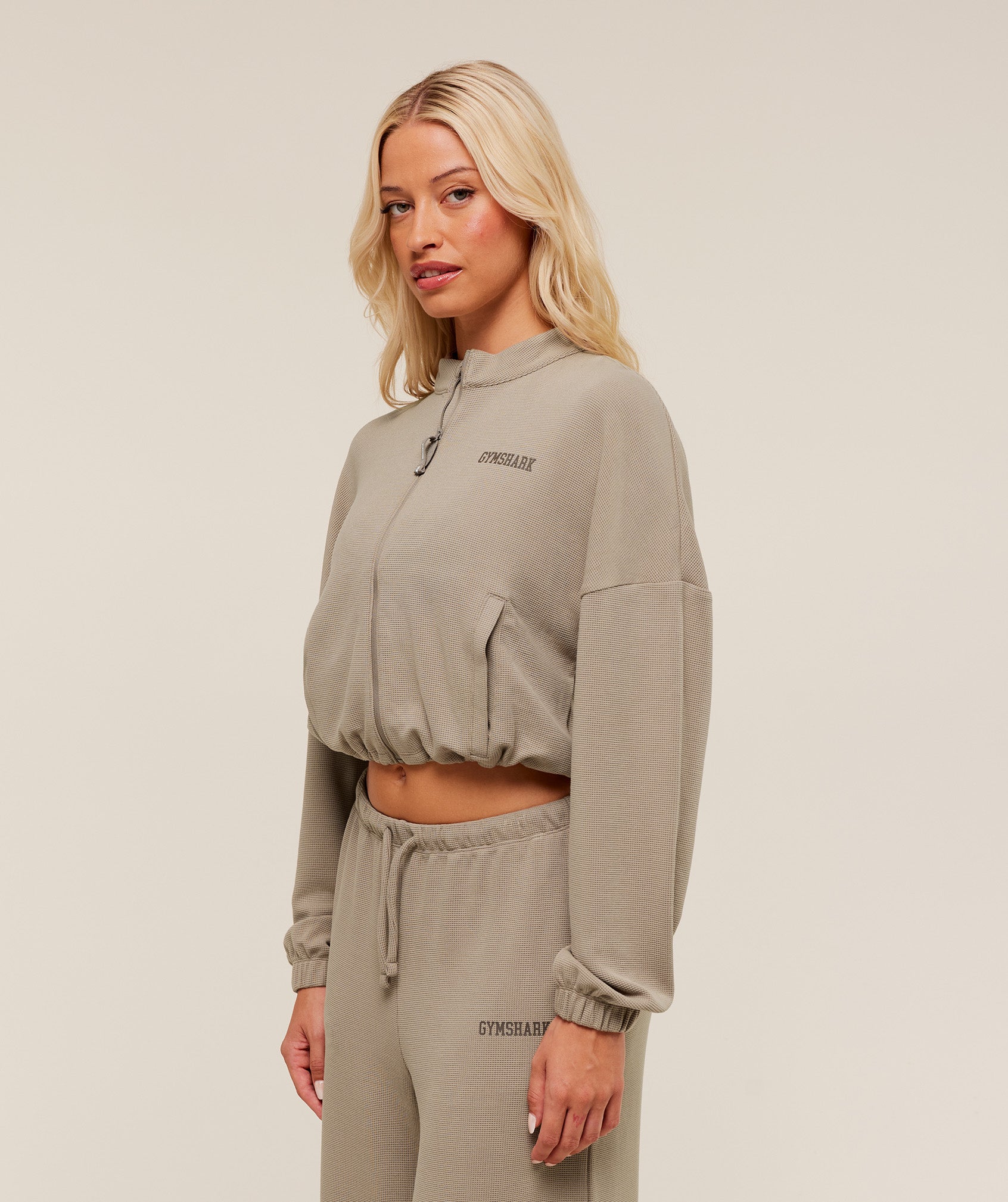 COACH Waffle Midi Zip Up Jacket
