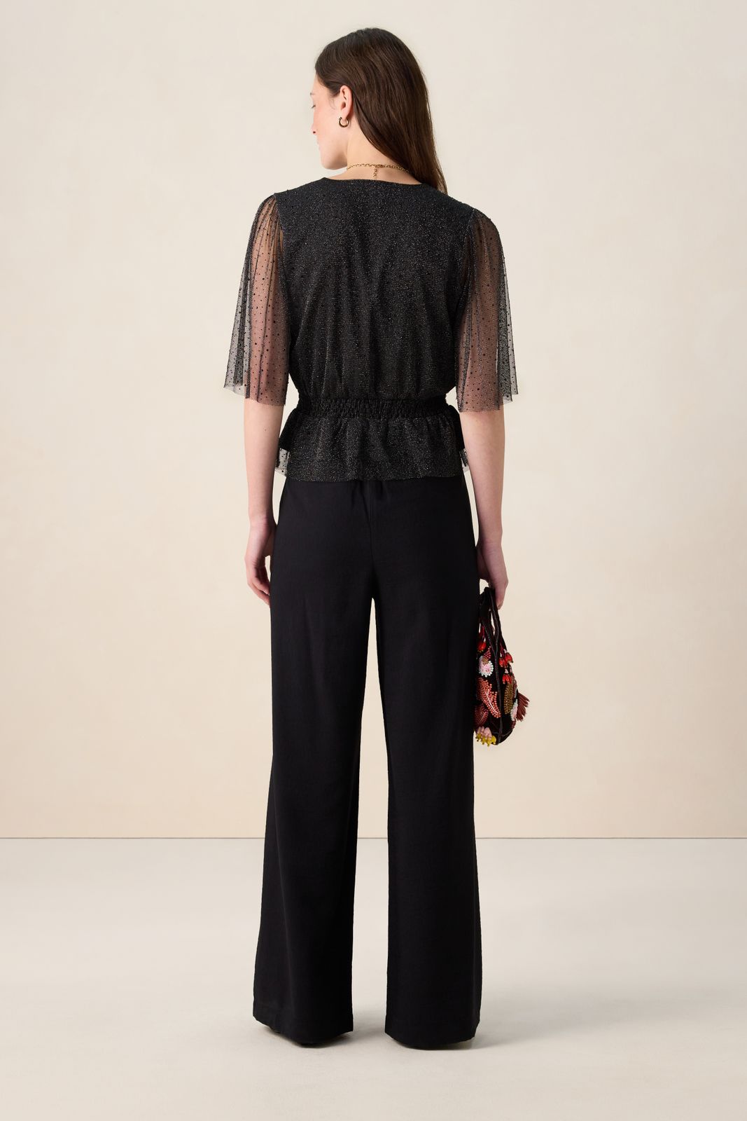 Zwarte high waist wide leg broek