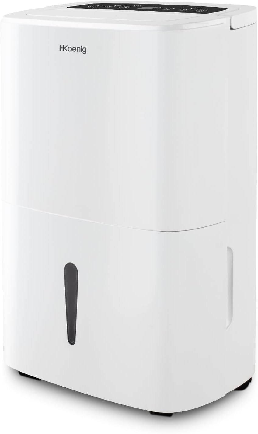 H.Koenig Deumidificatore portatile DSH520, 20 l/giorno, controllo remoto, timer 24 ore, per stanze da 25 m², resevoir 5 l, silenzioso, 400 W
