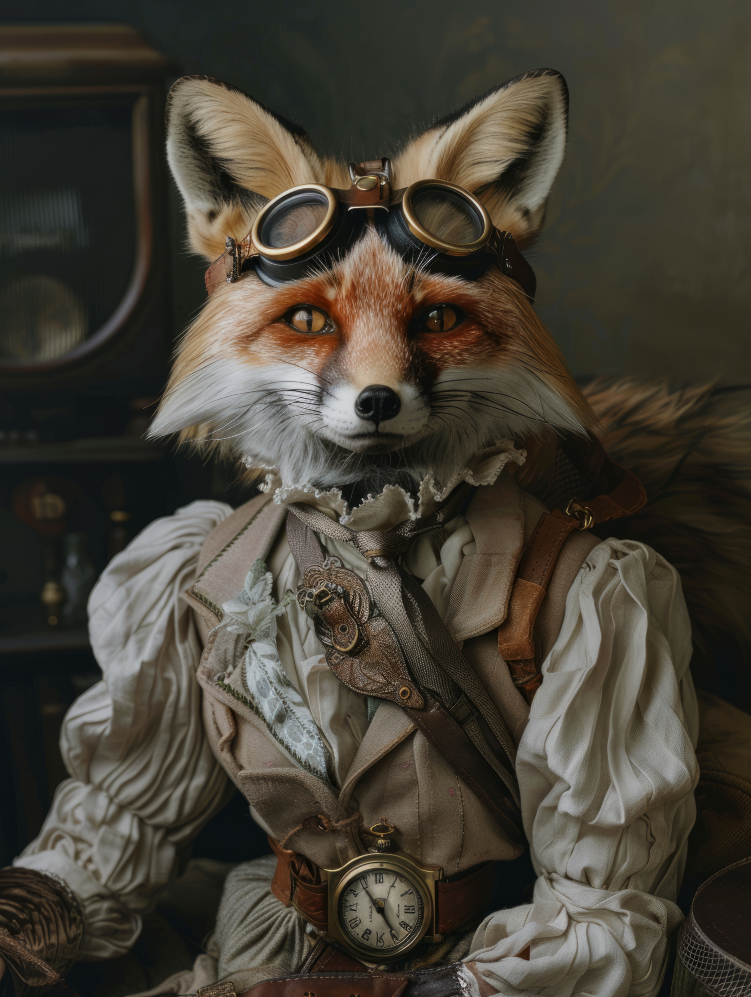 Canvas schilderij van een Fox dog 100x200 cm