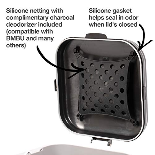 PetFusion Portable Cat Litter Disposal, Innovative Dog Poop Trash Can with Locking Handle, With Deodorizer, Built-in Poop Bag Holder, With 10 Waste Bags, White and Black