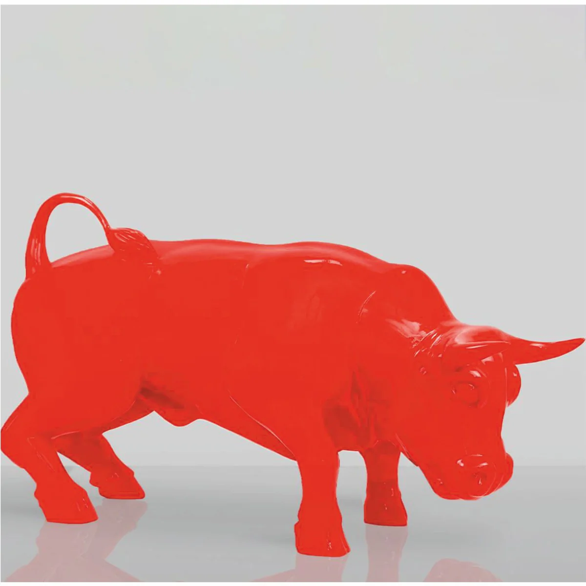 Decorative sculpture bull red 81 cm - large garden decoration figure