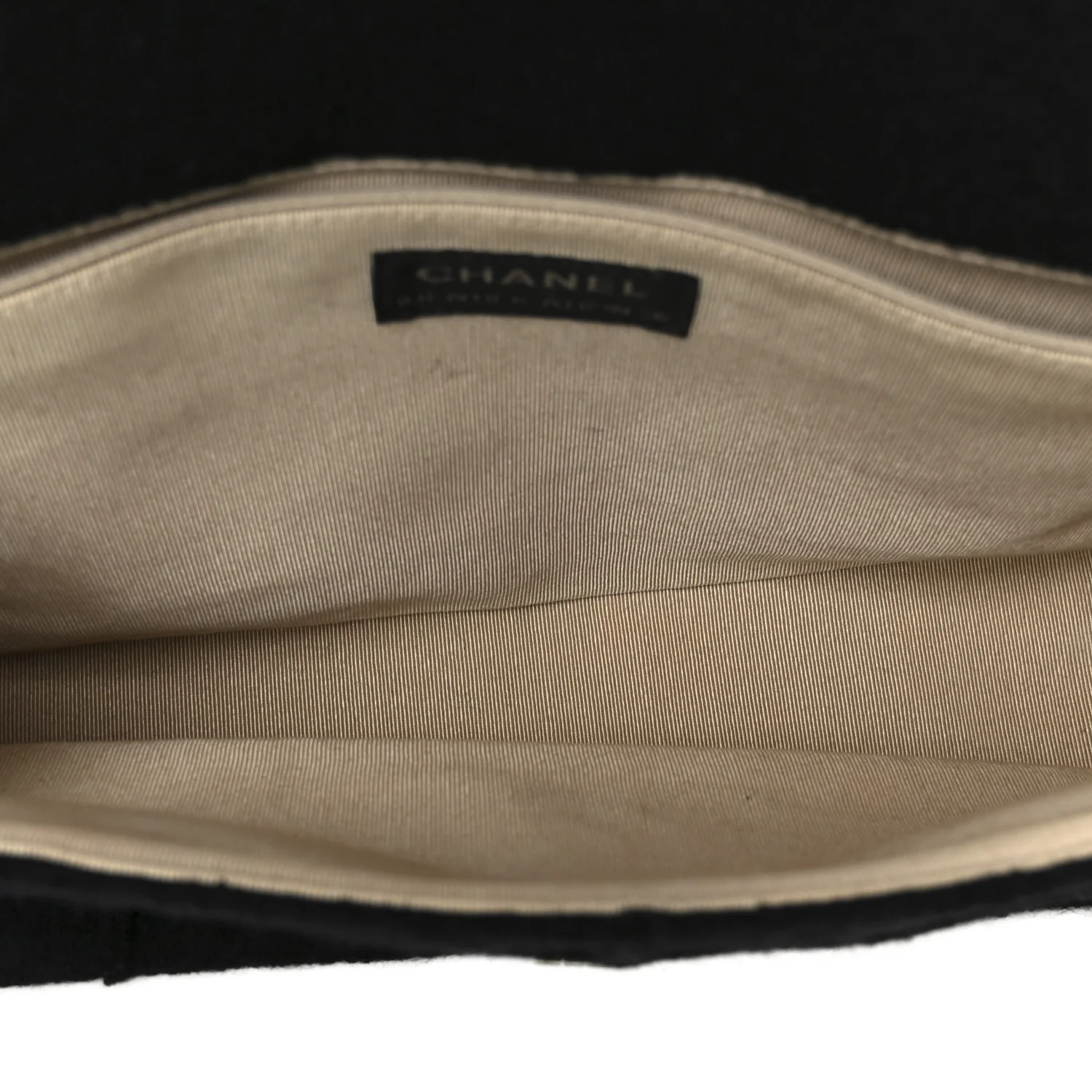Wool Jumbo Chocolate Bar Mademoiselle Flap Black - Top Club