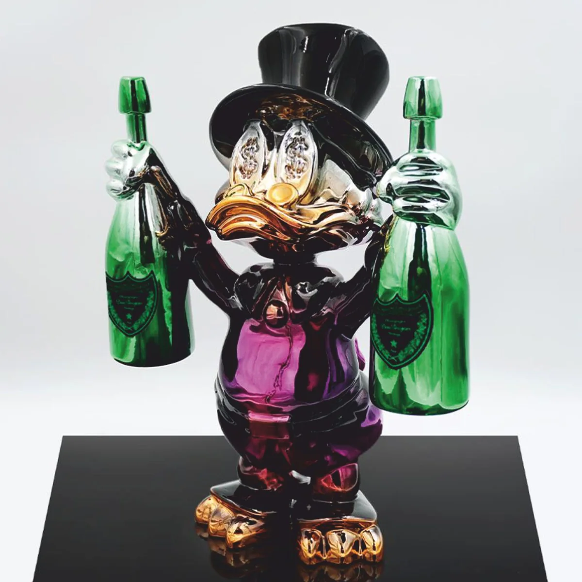 Decorative figure duck colorful chrome H. 45 cm - decorative sculpture