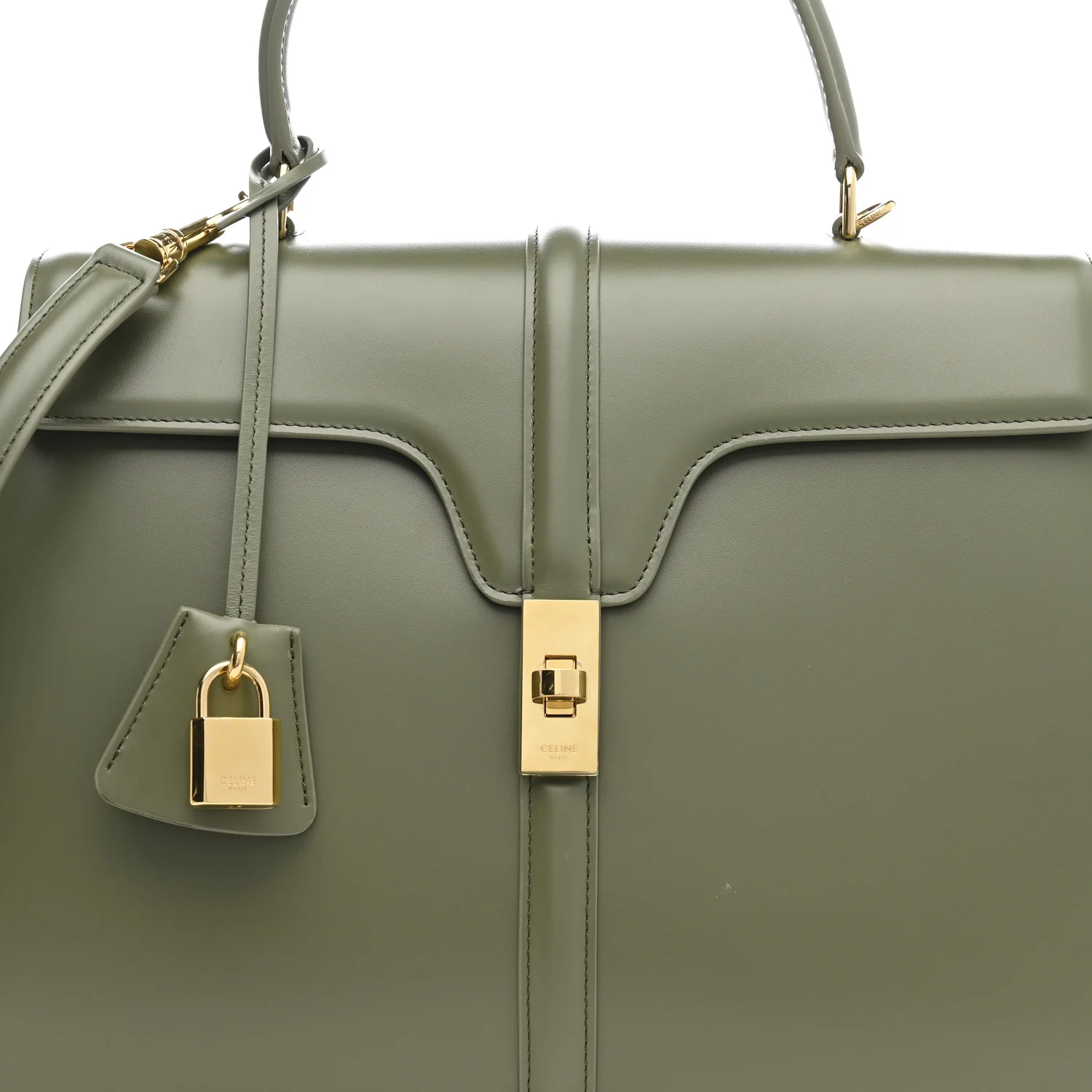 Satinated Calfskin Medium 16 Top Handle Bag Sage - Top Club