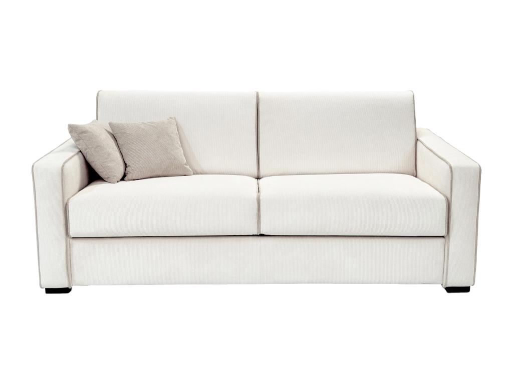 Sofá cama de 3 plazas de apertura rápida de tela beige con asiento de espuma viscoelástica colchón de 18 cm