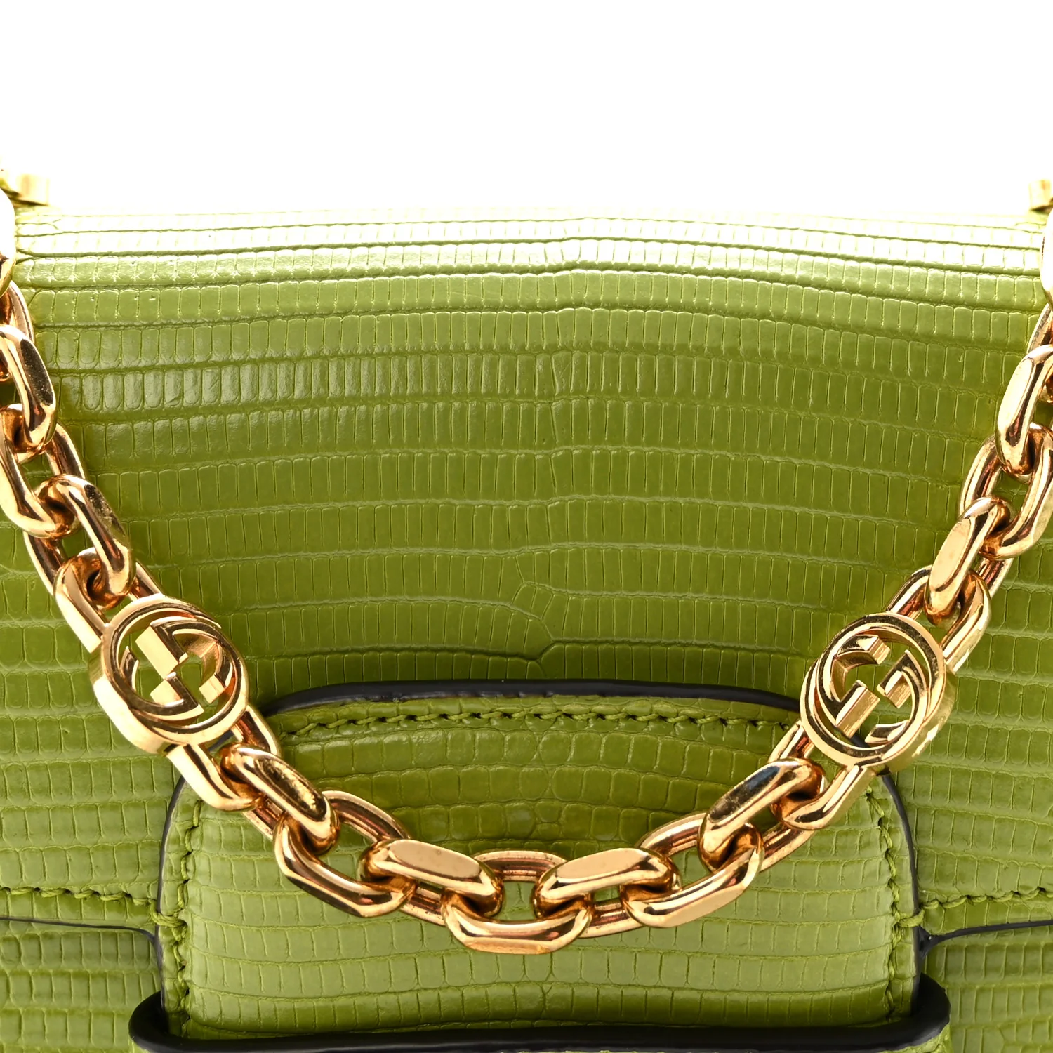 Lizard Mini Horsebit 1955 Shoulder Bag Green - Top Club