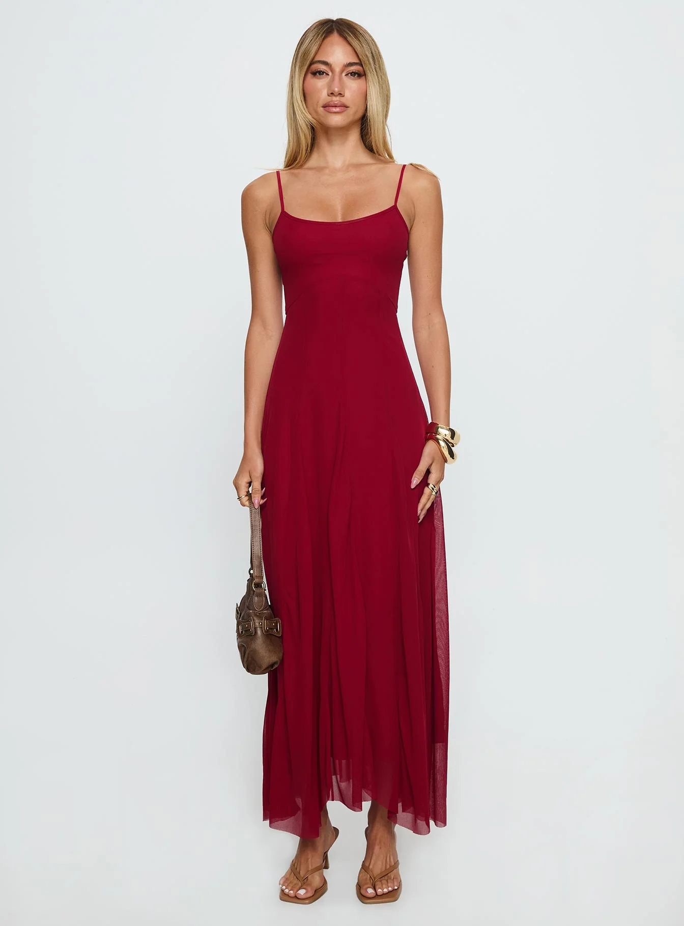 Janeira Pleat Maxi Dress Red