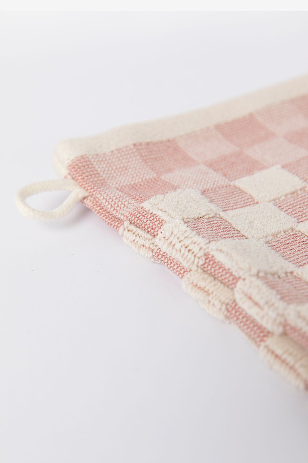 Lichtroze geblokte washand