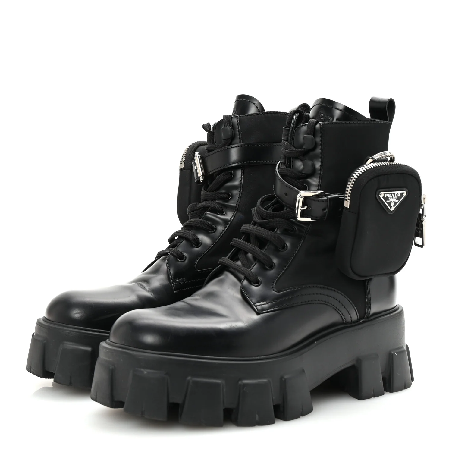 Spazzolato Rois Nylon Metal Triangle Logo Monolith Pouch Pocket 55mm Boots 38 Black - Top Club
