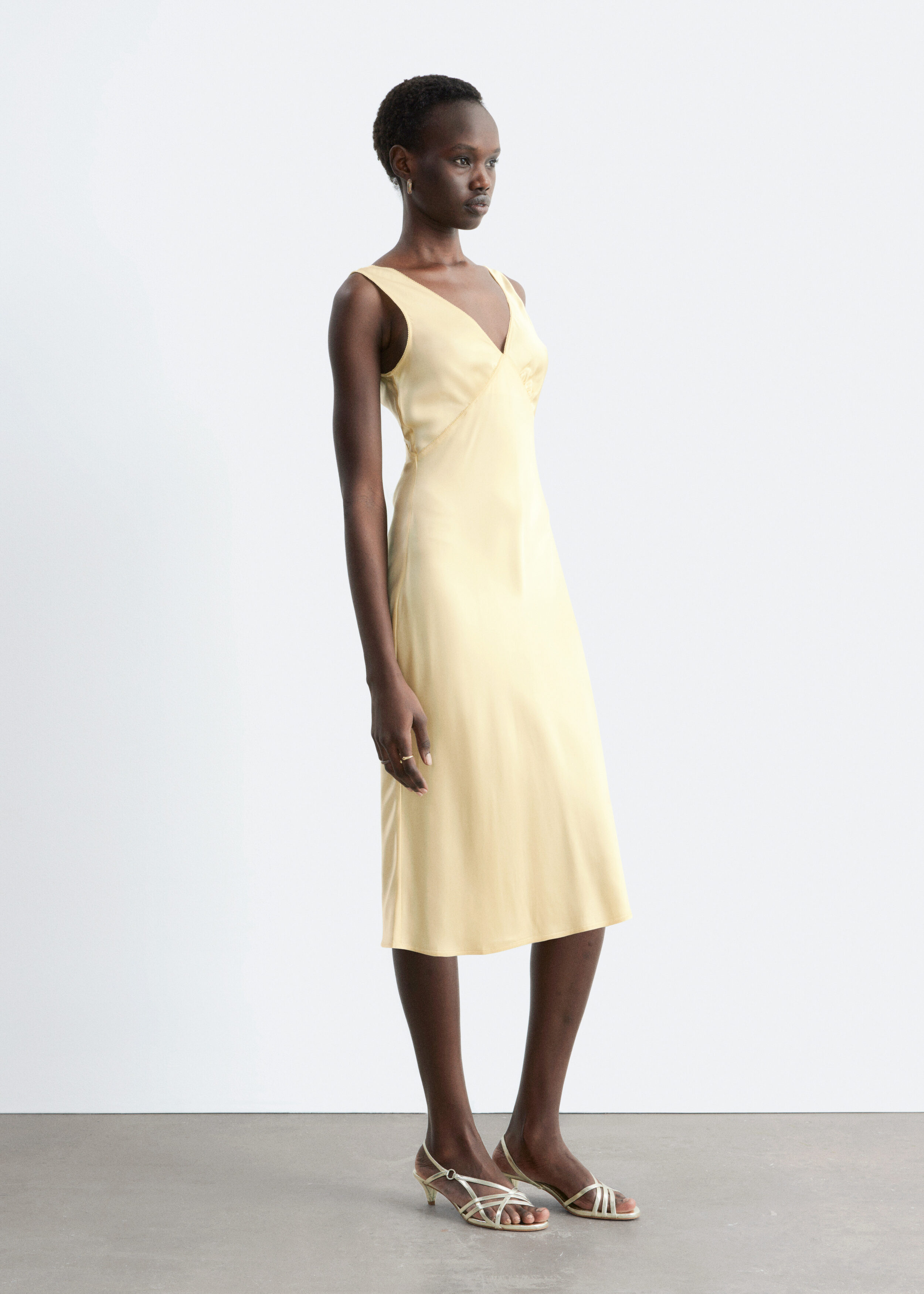 & Other Stories V-NECK SLIP MIDI DRESS