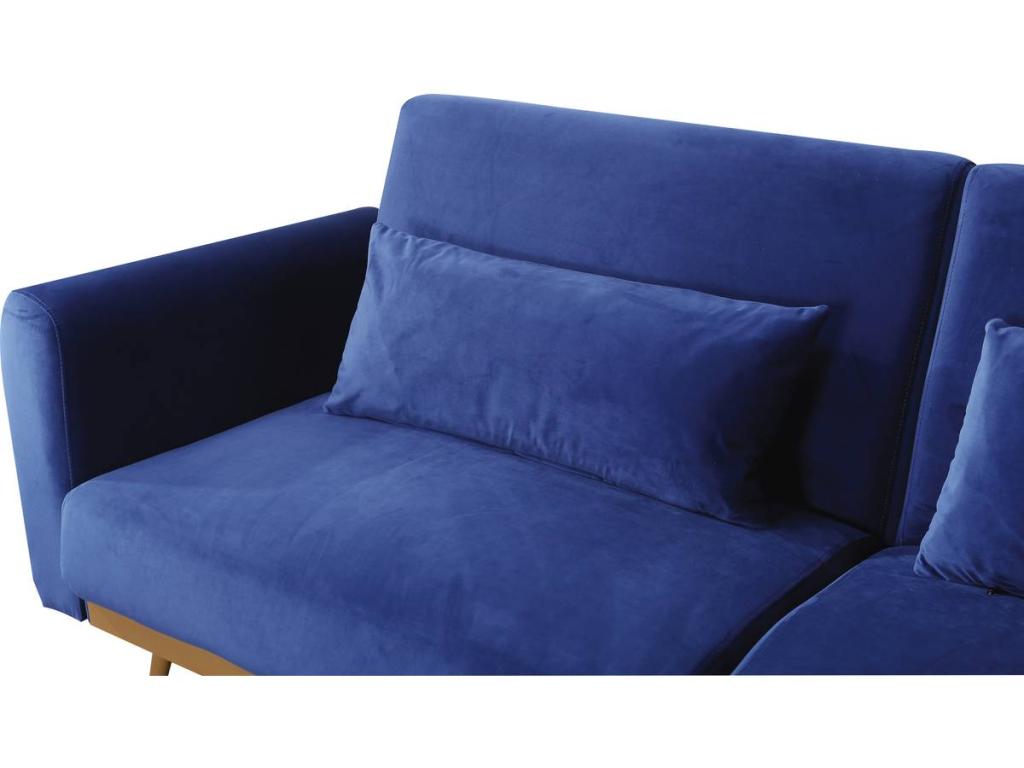Sofá cama terciopelo - 3 plazas - azul oscuro