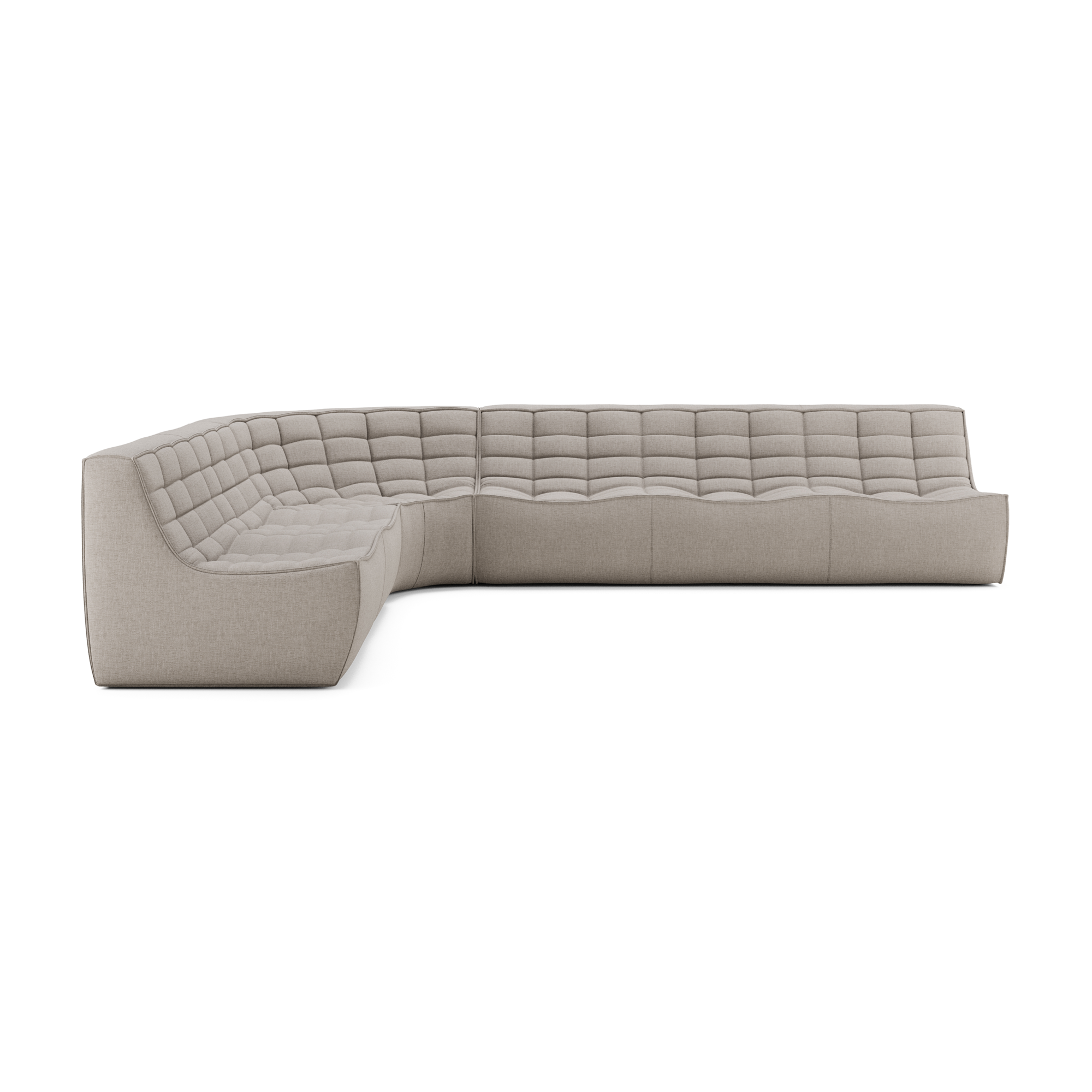 Modulaire bank N701 ecru 2+3 seat, 90° ronde hoek