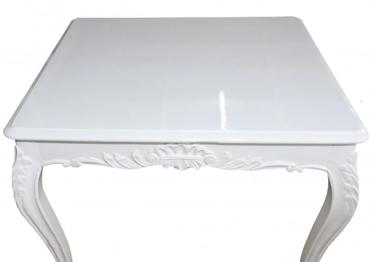 Baroque dining table white 100 cm x 100 cm - dining room table - antique style furniture