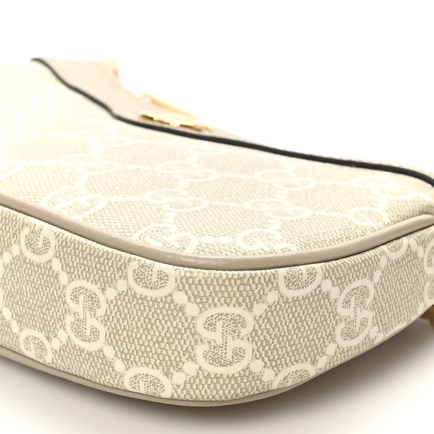 GG Supreme Monogram Textured Dollar Calfskin Web Mini Ophidia GG Handbag Beige Mystic White Oatmeal - Top Club