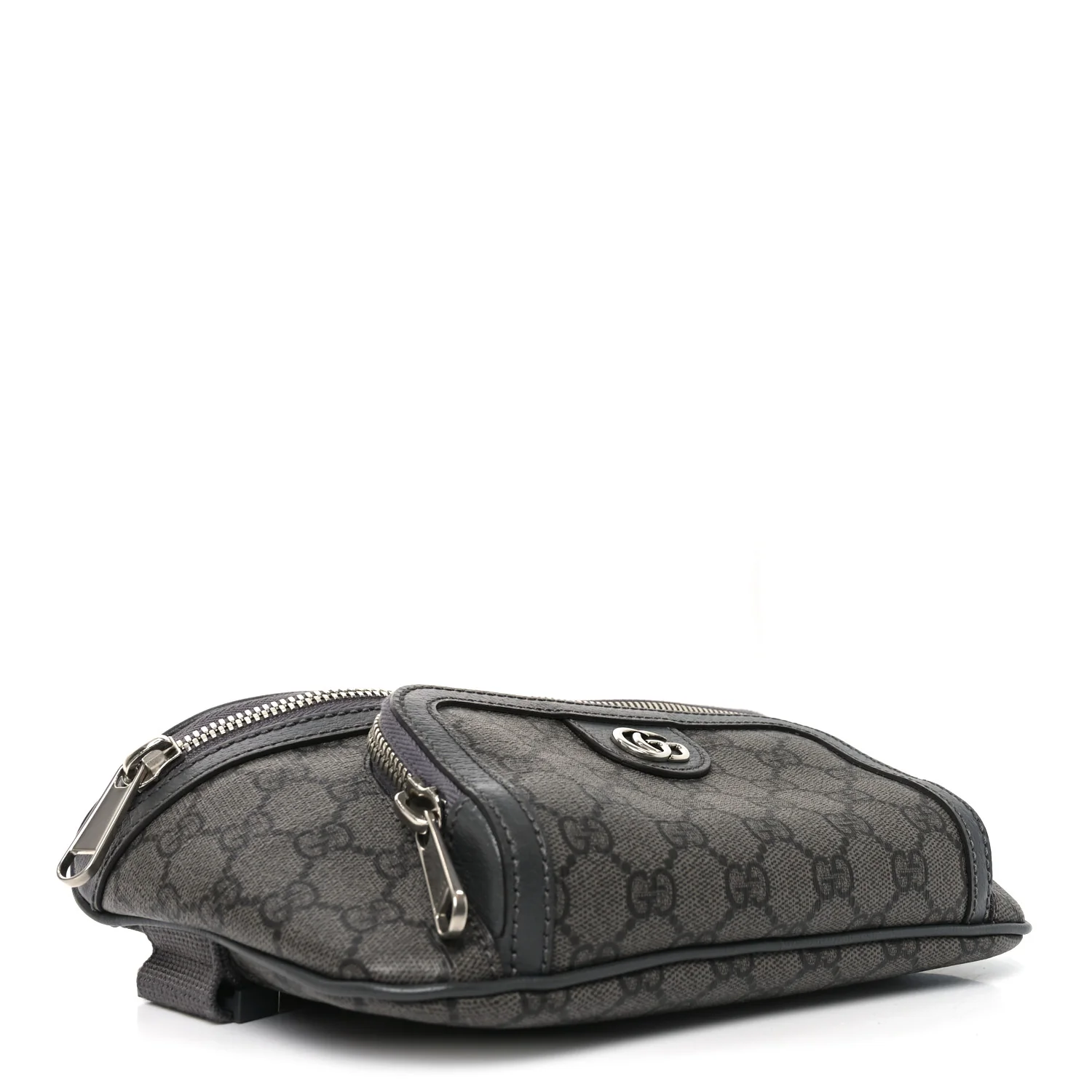 GG Supreme Monogram Textured Dollar Calfskin Ophidia Belt Bag Grey Black Graphite Grey - Top Club