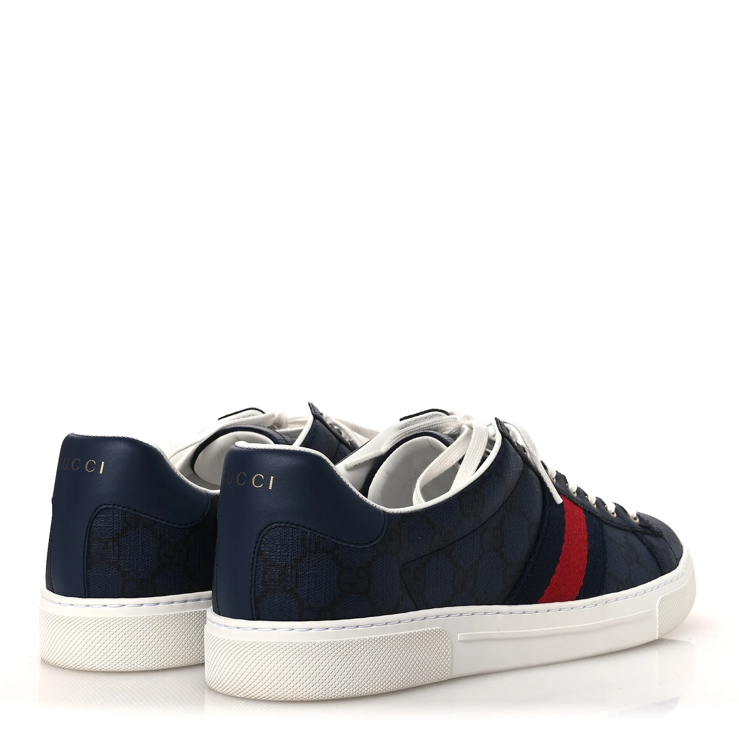 GG Supreme Monogram Web Mens New Ace Sneakers 9.5 Dark Blue - Top Club