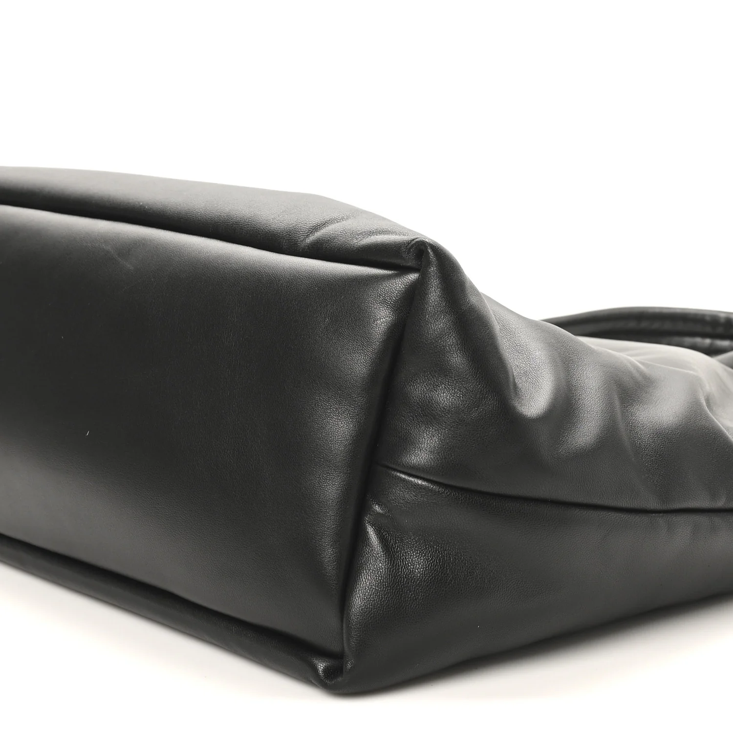 Lambskin Wide Puffer Tote Black - Top Club